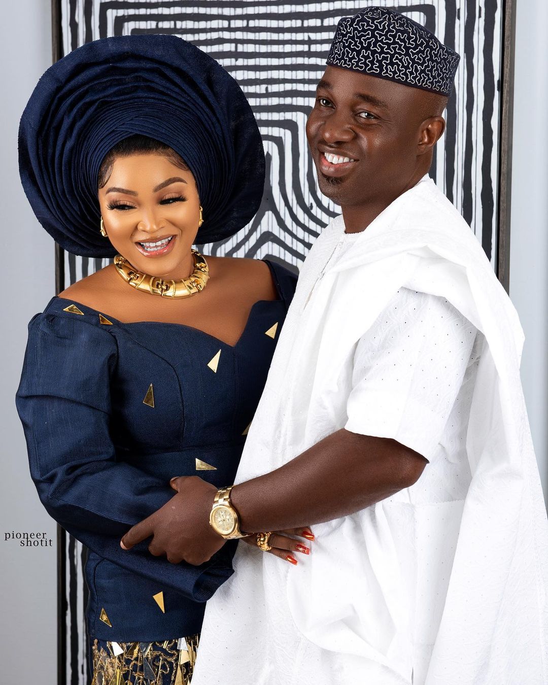 Nollywood actress Mercy Aigbe and her husband, Kazim Adeoti [Instagram/RealMercyAigbe] 