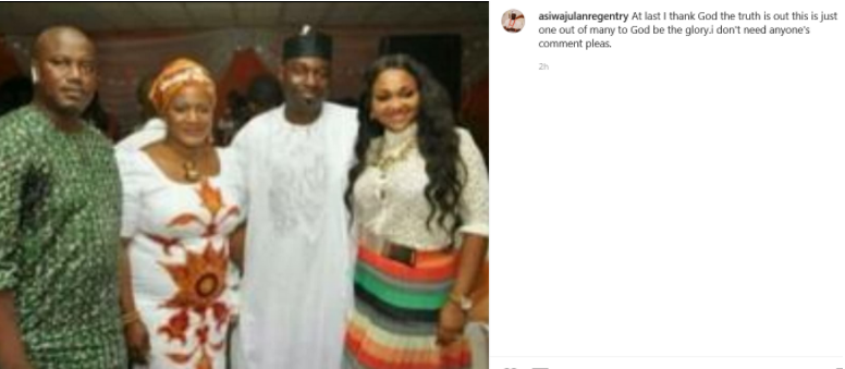 Lanre Gentry flanked by Adeoti's wife, Kazim Adeoti and Mercy Aigbe