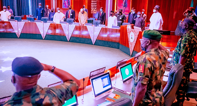 President Buhari receives Security Briefing in State House on April 21, 2022.