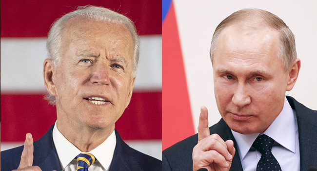 A photo combination of US President Joe Biden and Russian President Vladmir Putin