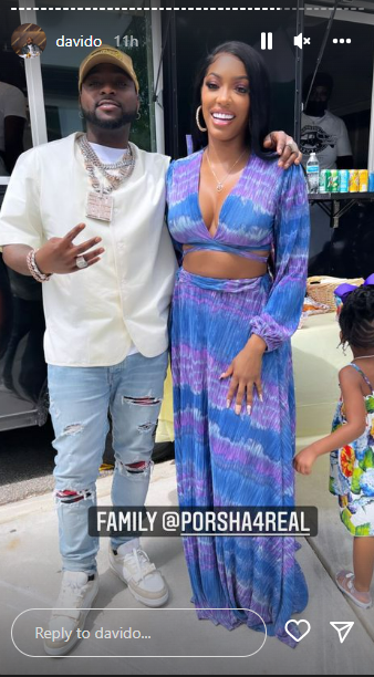 American reality TV show star Porsha Williams with Davido 